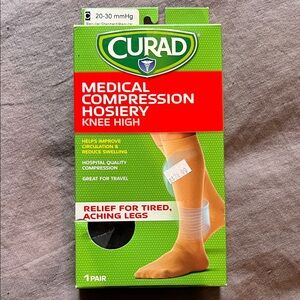 CURAD Knee-High Compression Hosiery 20-30 mmHg, Black, Size C, Regular Length